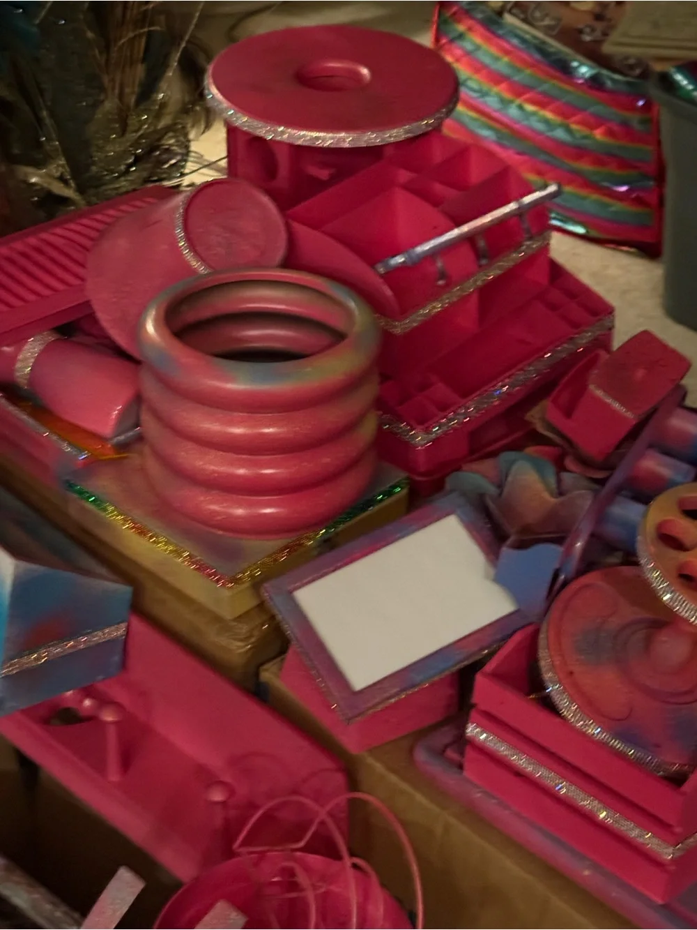 Pink Rotating Makeup Brush & Tool Organizer